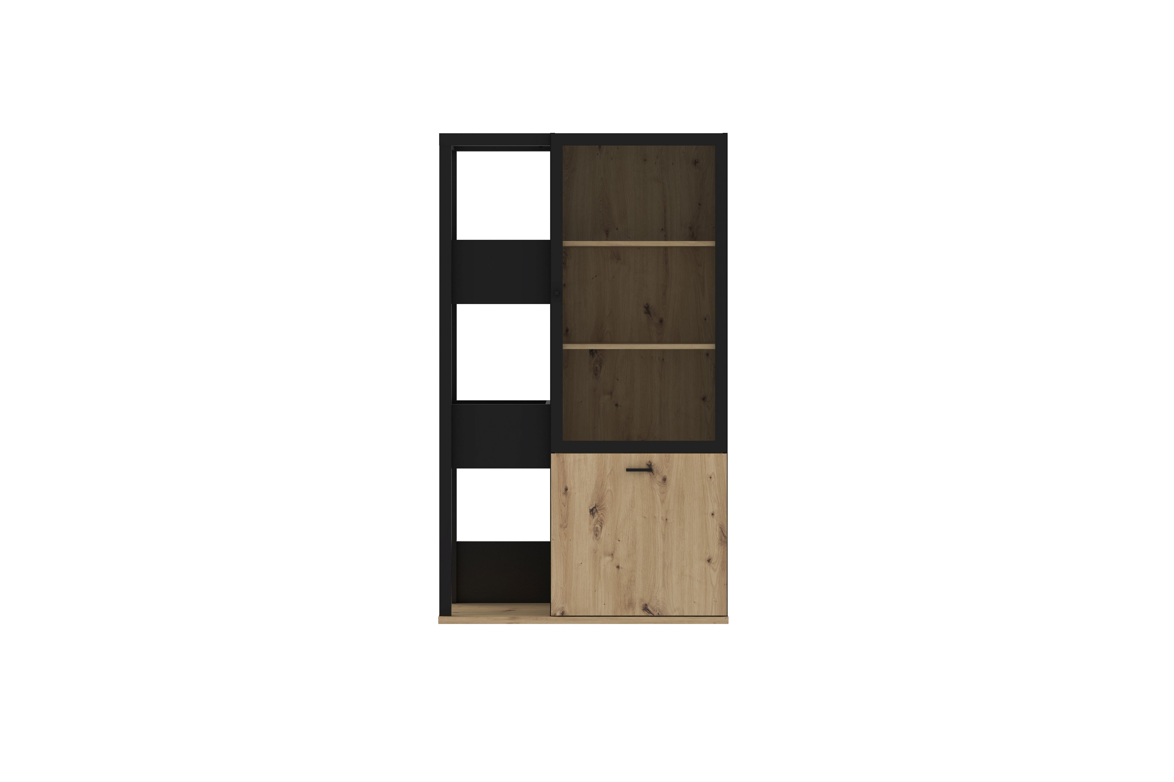 Möbel Oak/ Artisan | Ihr - Forte schwarz Highboard-Vitrine Polypody Online-Shop Letz Möbel