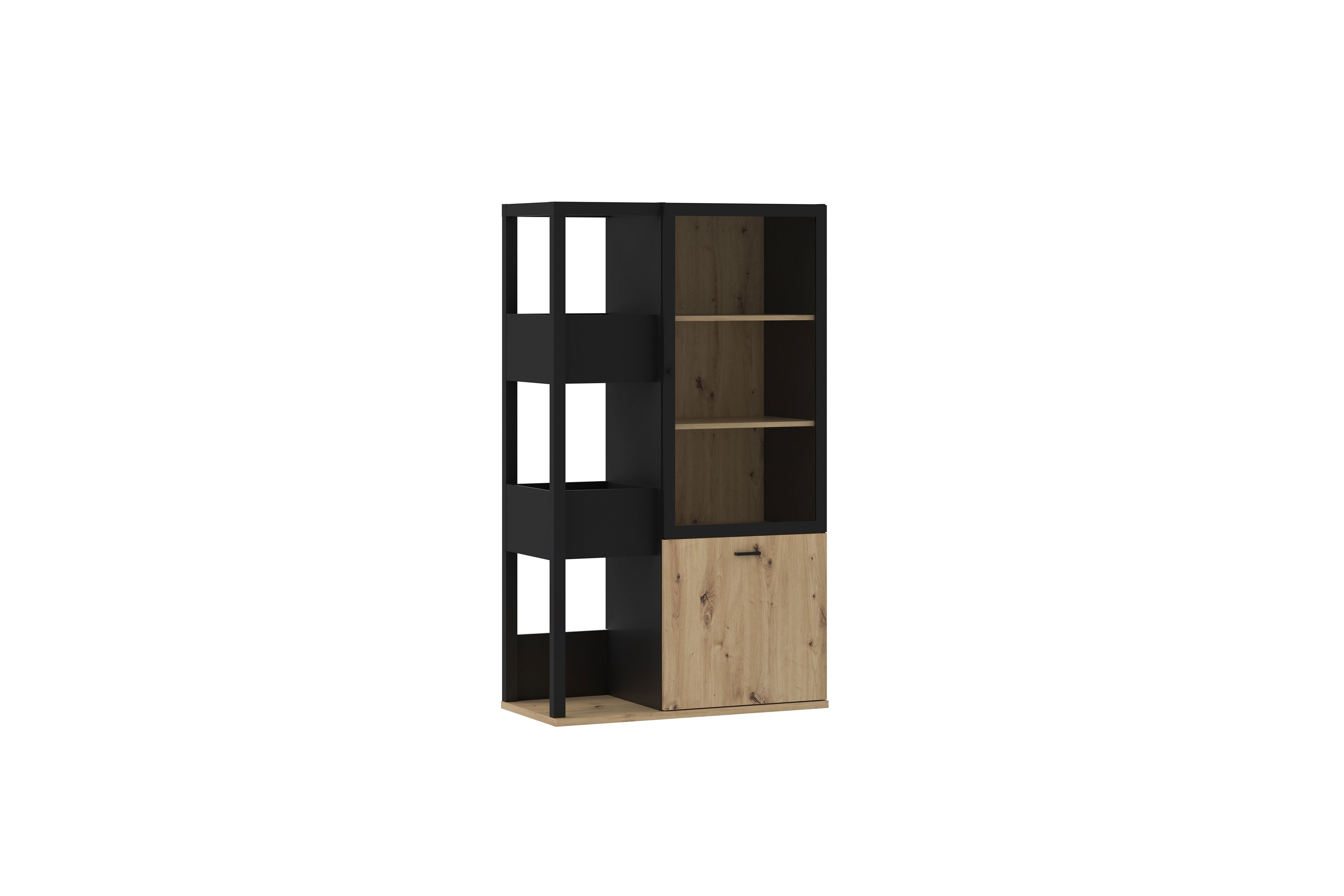 Forte Möbel Möbel Ihr Highboard-Vitrine | Polypody Artisan Oak/ - Letz schwarz Online-Shop