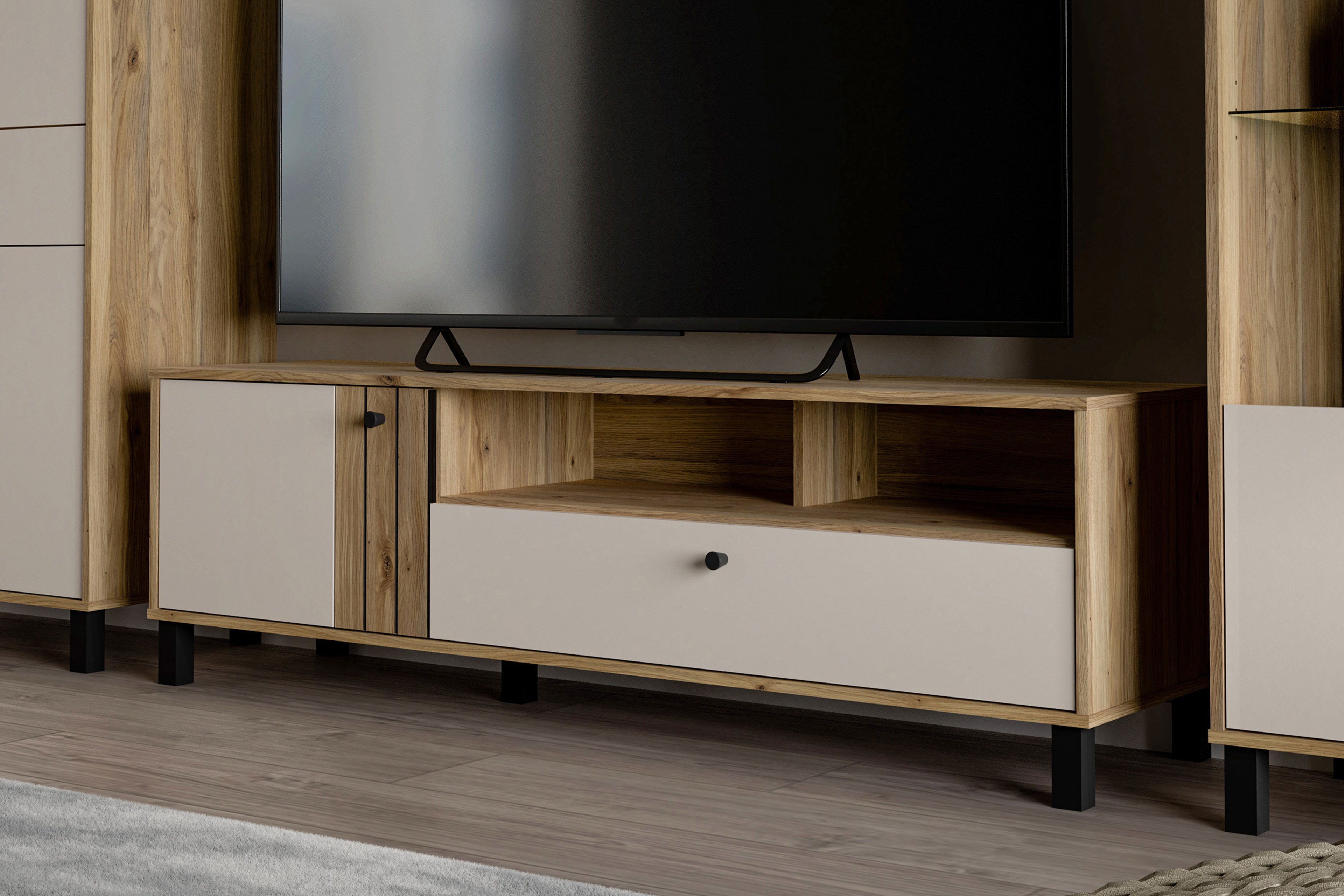 Forte Möbel Skive Cassettiera In Legno Di Quercia Mauvella Con Salvia - 124,9x95,9x41,3 Cm, 5 Cassetti, Realizzata In Europa