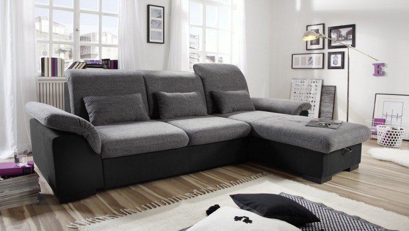 Brandon von Black Red White - Eckgarnitur anthrazit-schwarz