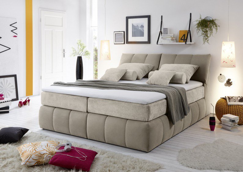 Baltimore von Black Red White - Boxspringbett beige