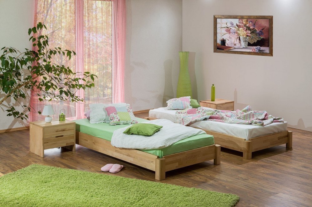 Stapelbett von Dico Möbel - Massivholzbetten 2er-Set in Kernbuche