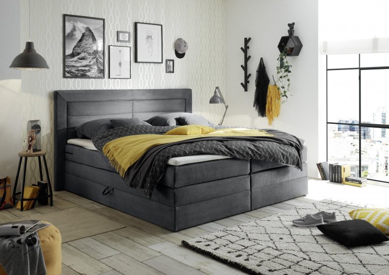 Saba 2 von Black Red White - Boxspringbett dark-grey