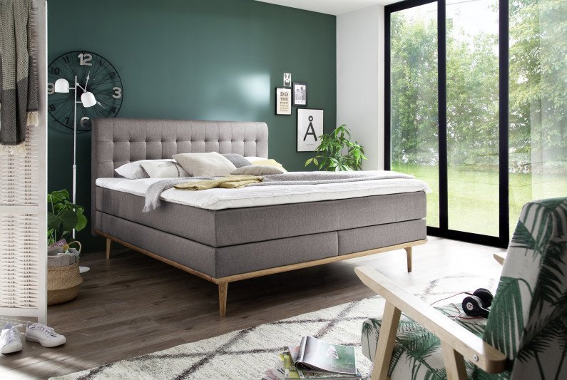 Massello von Meise Möbel - Boxspringbett gesteppt 180 in Taupe