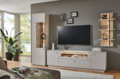 Josh von IDEAL Möbel - Wohnwand in Kaschmir mit Baumrinde