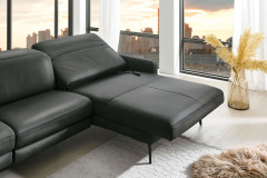 HU-RL25070 von Hukla - Ledersofa rechts anthrazit
