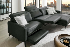 HU-RL25070 von Hukla - Ledersofa rechts anthrazit