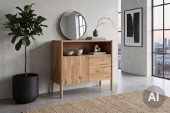 KM-0890 von GK Möbelvertrieb - Wäscheschrank aus massiver Eiche