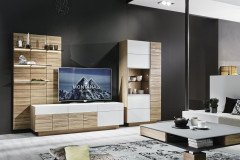 Vmontanara von Voglauer - Wohnwand 170 Wildeiche/ weiß