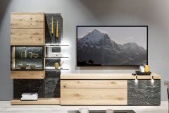 Vrock living von Voglauer - Vitrine Alteiche rustiko/ Alpengranit