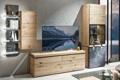 Vrock living von Voglauer - Vitrine Alteiche rustiko/ Alpengranit