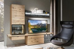 Vrock living von Voglauer - Vitrine Alteiche rustiko/ Alpengranit