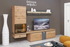 Vrock living von Voglauer - Vitrine Alteiche rustiko/ Alpengranit